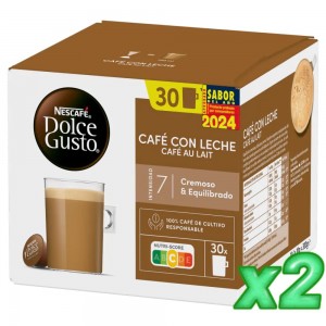 Pack Magnum 2 Cafe con Leche x 30 cápsulas Dolce Gusto